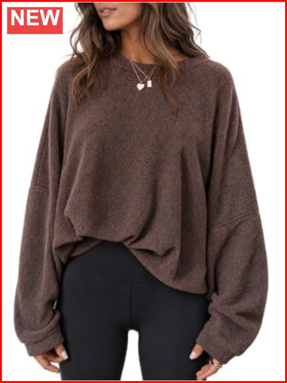 Women's Fuzzy Fleece Crewneck Pullover Sweatshirt Oversized
